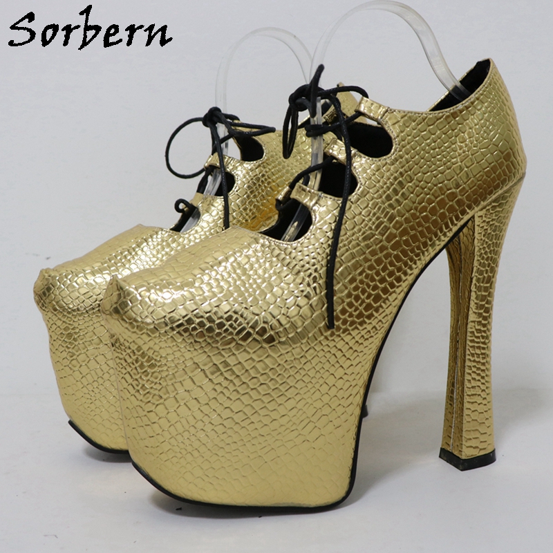 Sorbern Gold Crocodile 20Cm Pu - đánh giá và giá Pump Heel Block