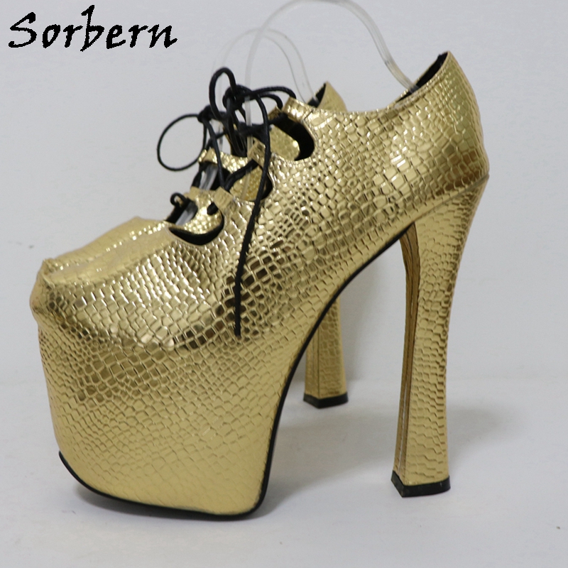 Sorbern Gold Crocodile 20Cm Pu - đánh giá và giá Pump Heel Block