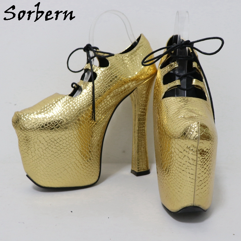 Sorbern Gold Crocodile 20Cm Pu - đánh giá và giá Pump Heel Block