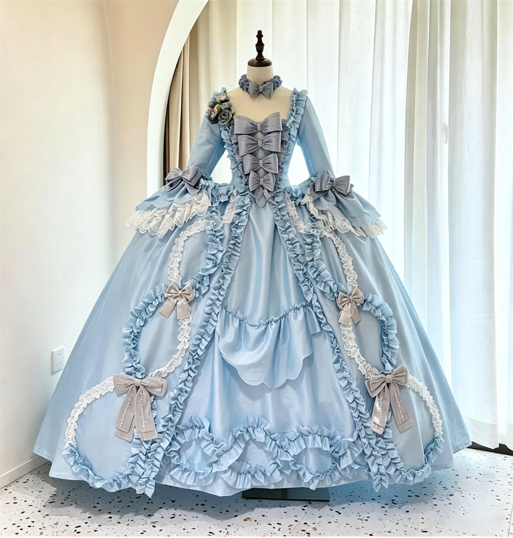 18th Century Rococo Blue Robe  - đánh giá và giá Evening Gown