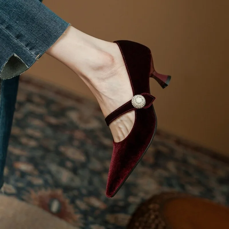 Wine Red Pointed Toe Mary Jane - đánh giá và giá Womens Heels