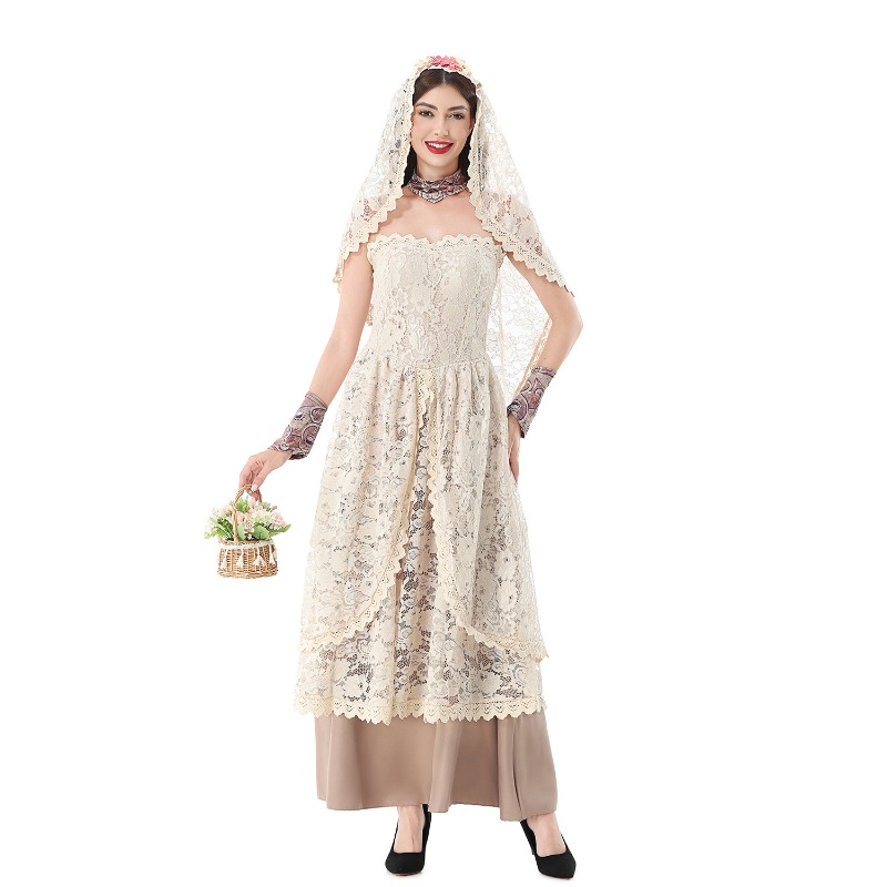 Women Vintage Lace Maxi Dress  - đánh giá và giá Wedding Dress