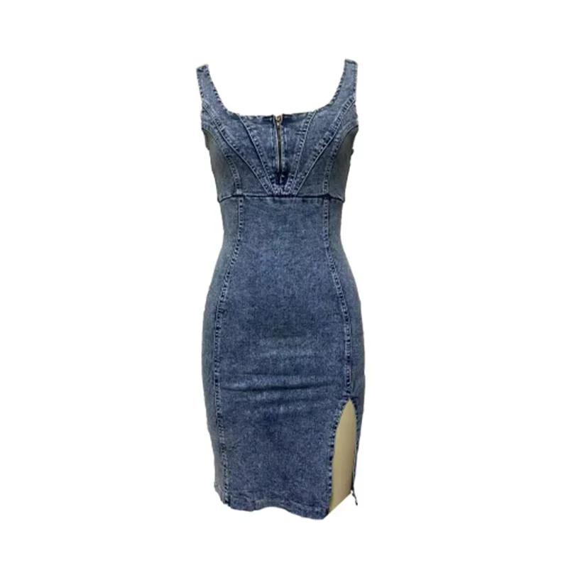 Vintage Slim Fit Denim Wrap Hi - đánh giá và giá Midi Dress