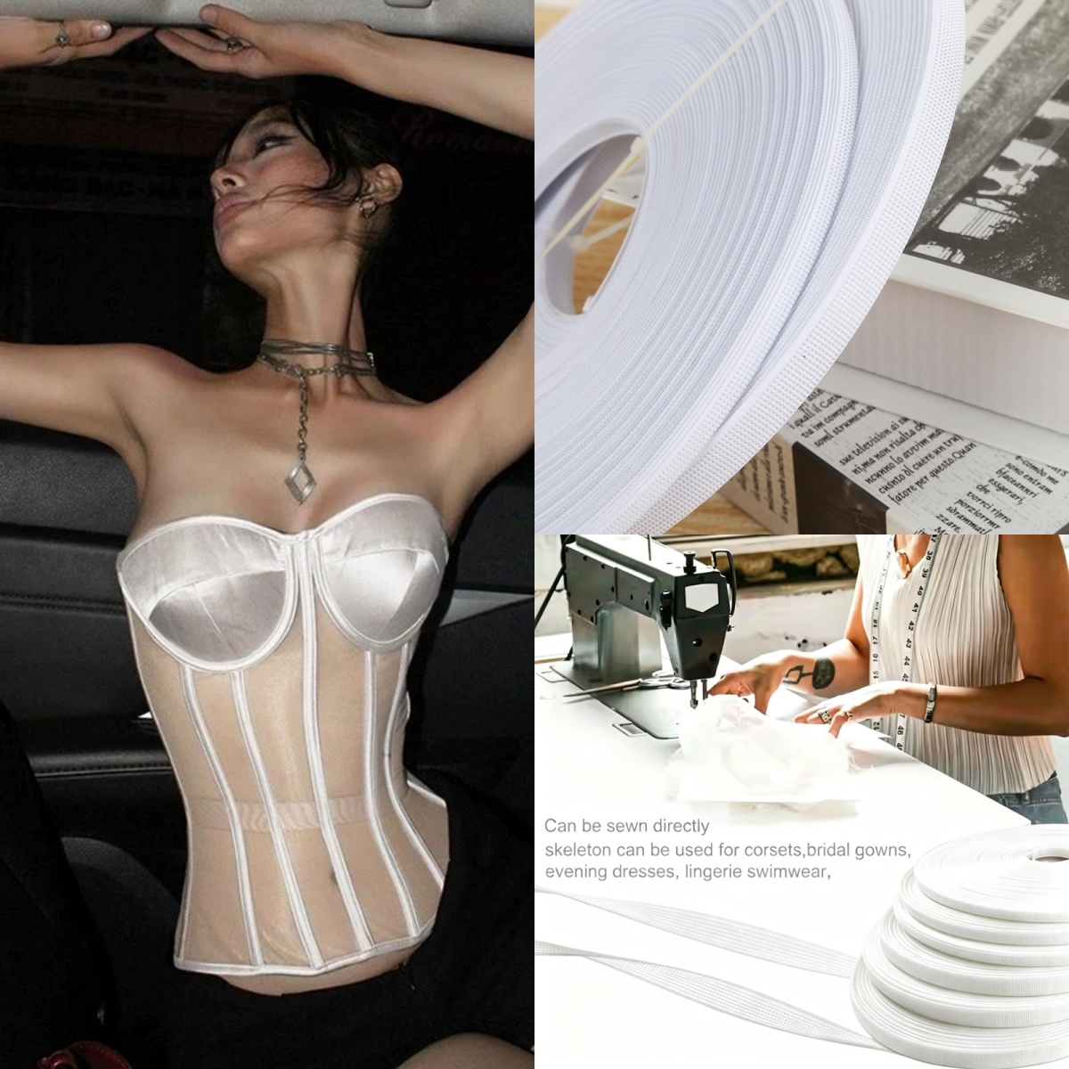 Polyester Fish Boning Tape Cri - đánh giá và giá Wedding Dress