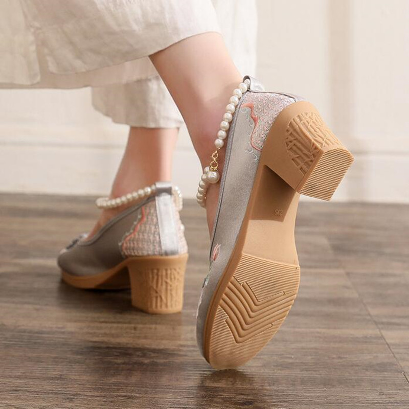 Phụ Nữ Vintage Ngọc Trai Dây Đ - đánh giá và giá Pump Heel Block