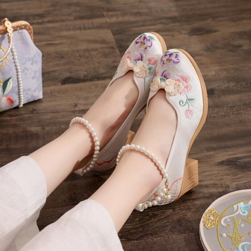 Phụ Nữ Vintage Ngọc Trai Dây Đ - đánh giá và giá Pump Heel Block