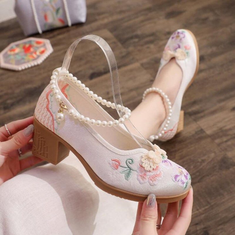 Phụ Nữ Vintage Ngọc Trai Dây Đ - đánh giá và giá Pump Heel Block