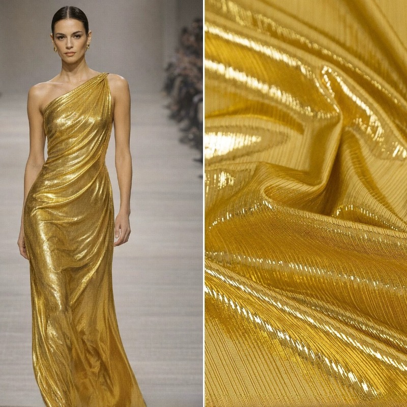 Golden Yellow Ribbed Knit Fabr - đánh giá và giá Evening Gown