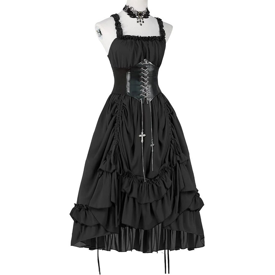 Women Gothic Dress Corset Slip - đánh giá và giá Midi Dress