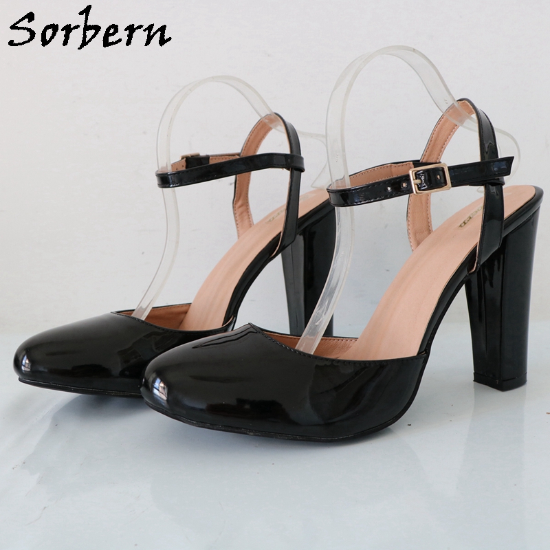 Sorbern Black Shiny Block High - đánh giá và giá Pump Heel Block