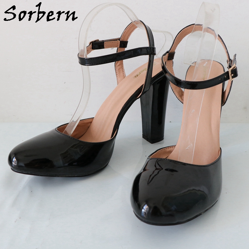 Sorbern Black Shiny Block High - đánh giá và giá Pump Heel Block