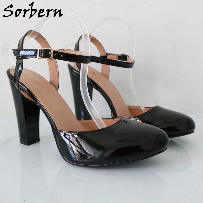 Sorbern Black Shiny Block High - đánh giá và giá Pump Heel Block
