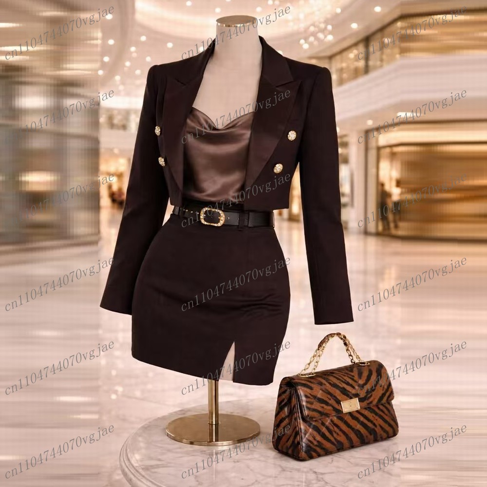 Dark Brown Formal New Blazer A - đánh giá và giá Formal Skirt