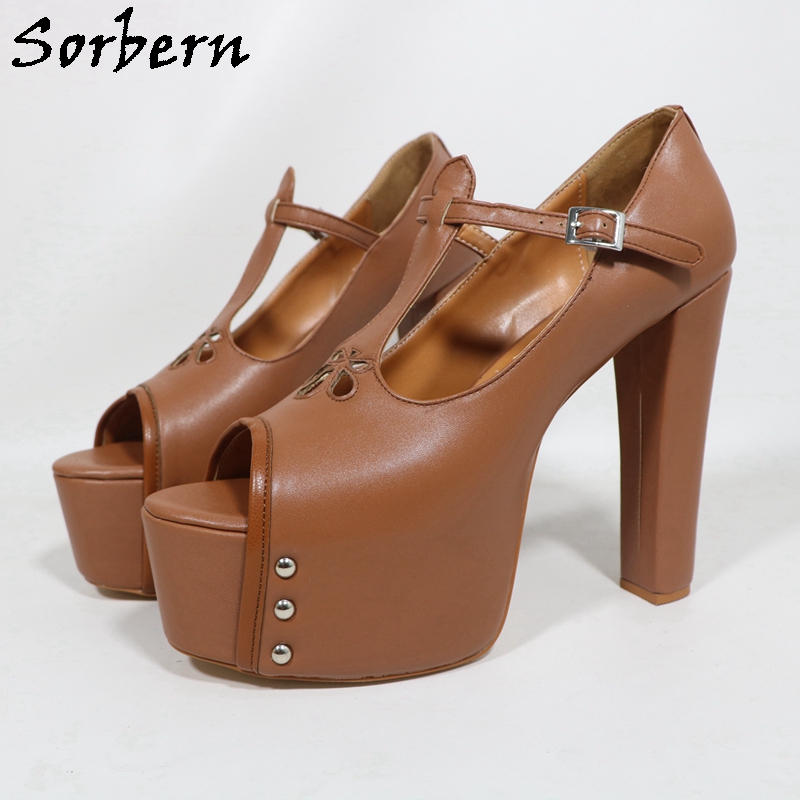 Sorbern Brown Matte Women Pump - đánh giá và giá Pump Heel Block