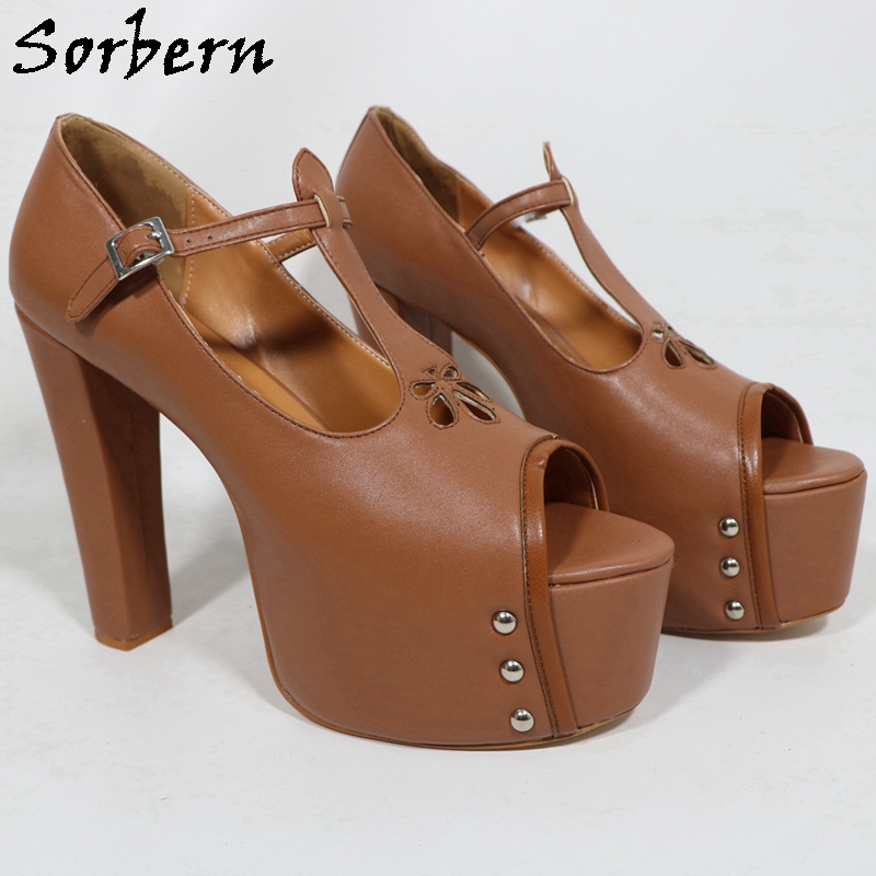 Sorbern Brown Matte Women Pump - đánh giá và giá Pump Heel Block
