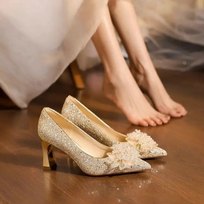 Rhinestone Flower Block Heel S - đánh giá và giá Pump Heel Block
