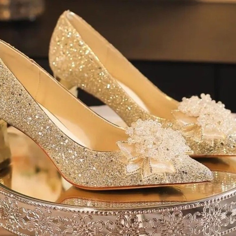 Rhinestone Flower Block Heel S - đánh giá và giá Pump Heel Block