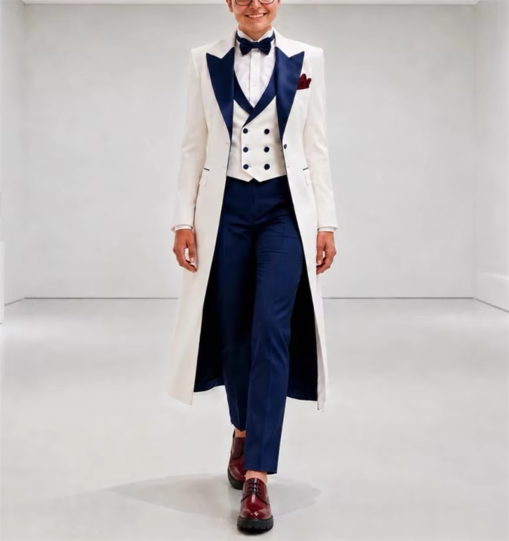 Navy Blue White Women's Jacket - đánh giá và giá Womens Blazer